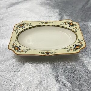 Antique Crown‎ Ducal Ware Oval Bowl Floral Fruit England 1920s Art Deco Crazing